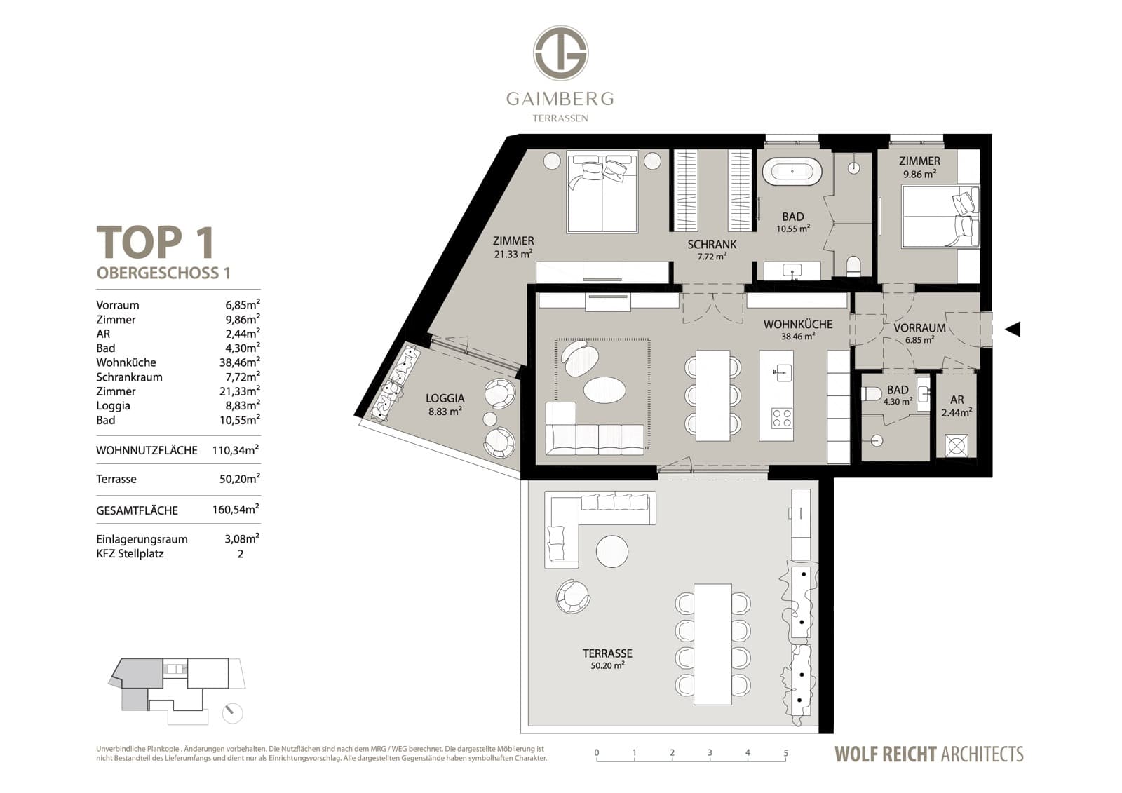Grundriss Top 1 — 1. Obergeschoss, 110,34 m² Wohnnutzfläche