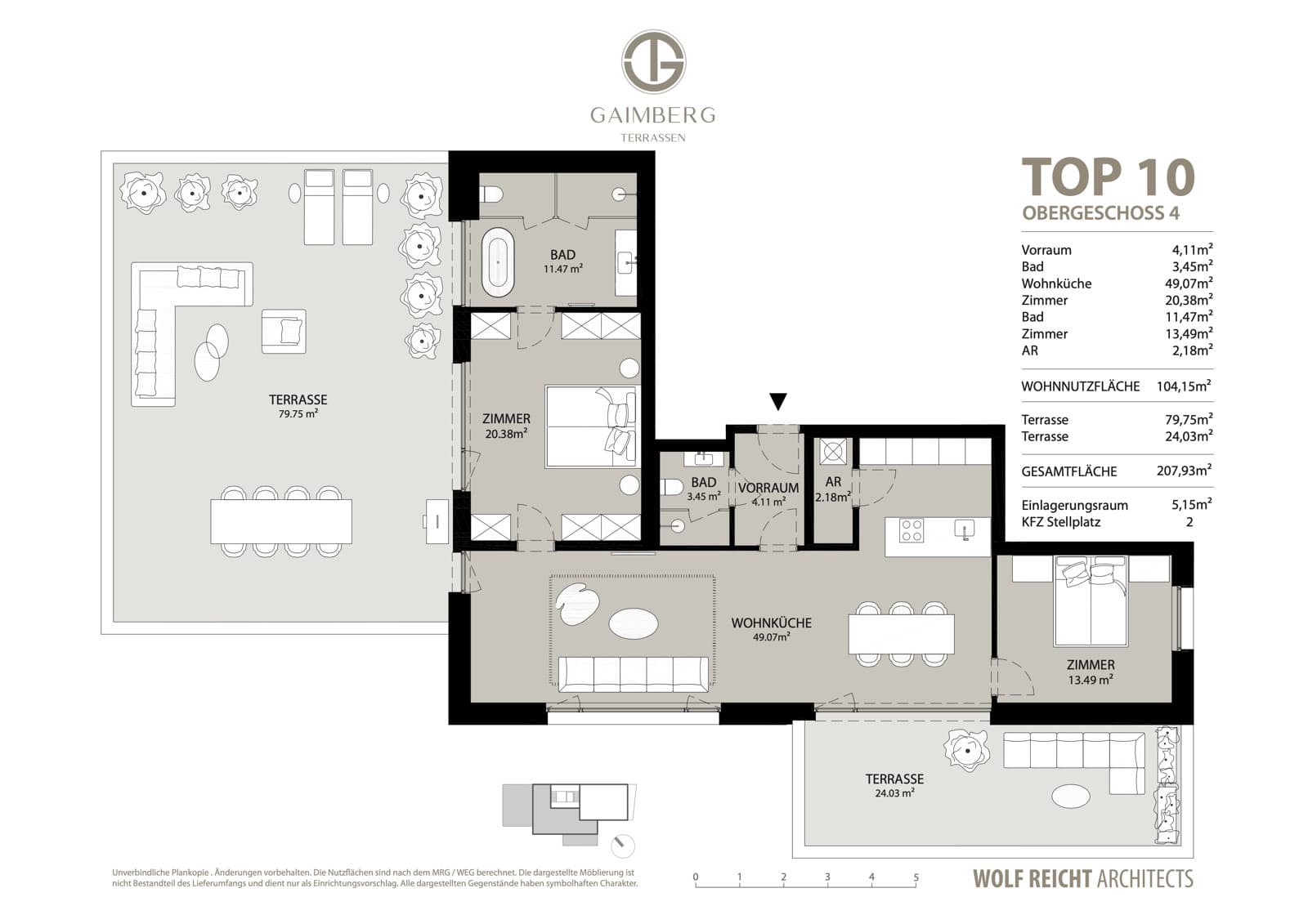 Grundriss Top 10 · Penthouse — 4. Obergeschoss, 104,15 m² Wohnnutzfläche